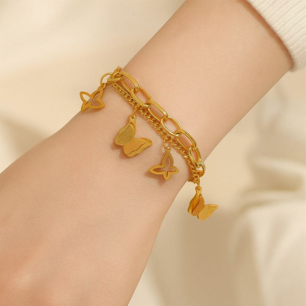 Многослойный браслет с подвесками-бабочками 1J12022CJJ