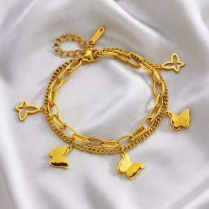 Многослойный браслет с подвесками-бабочками 1J12022CJJ