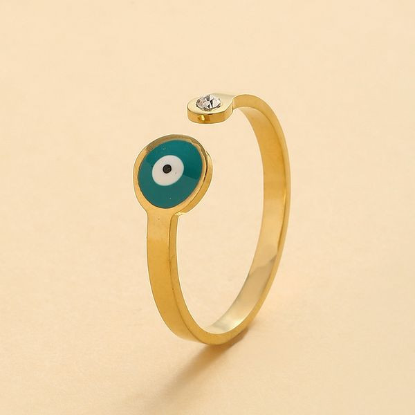 Узкое кольцо с талисманом «Глаз» и кристаллами CJL47021