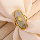 Кольцо с крупным овальным камнем в рельефной оправе CJL49864