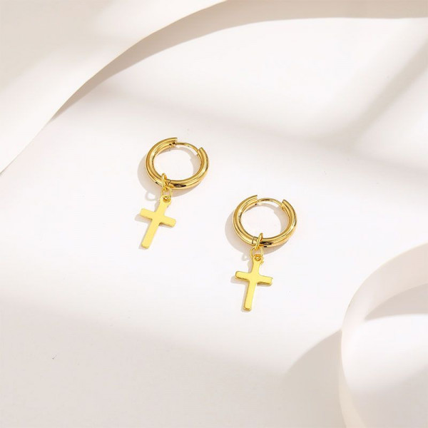 Золотистые серьги-конго с крестами CJH23980