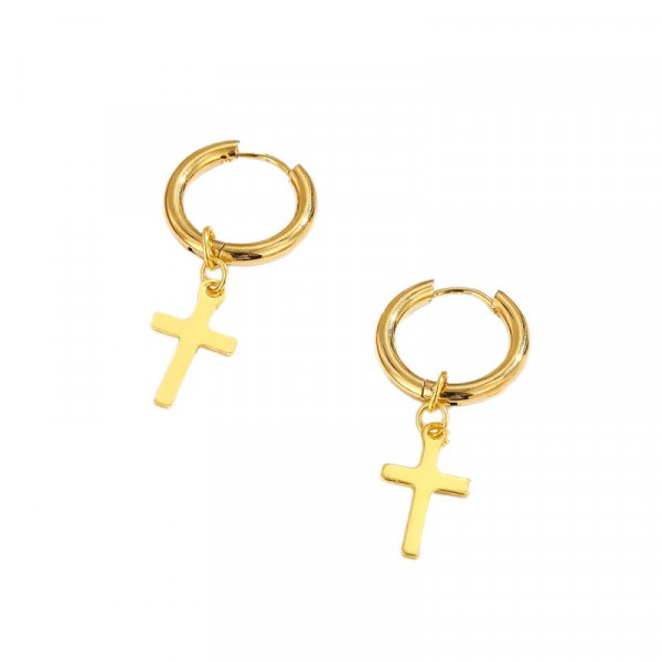 Золотистые серьги-конго с крестами CJH23980