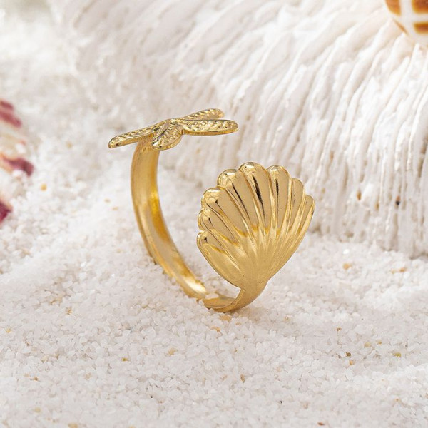 Кольцо разомкнутое с морскими символами CJM86348