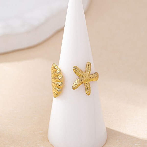 Кольцо разомкнутое с морскими символами CJM86348