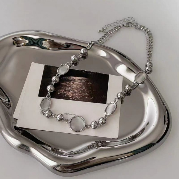 Многослойная цепочка с круглыми вставками из эмали и металла CJH78334