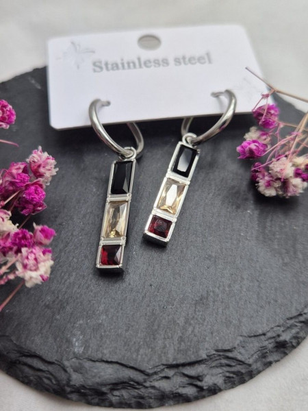 Геометрические серьги-кольца с цветными кристаллами 1J10632CJJ