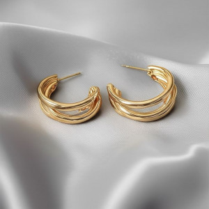 Серьги ювелирный сплав многослойные С-образной формой J11611CJJ