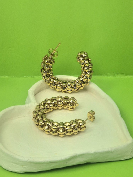 Серьги кольца из стали с напылением золотом J11543CJJ