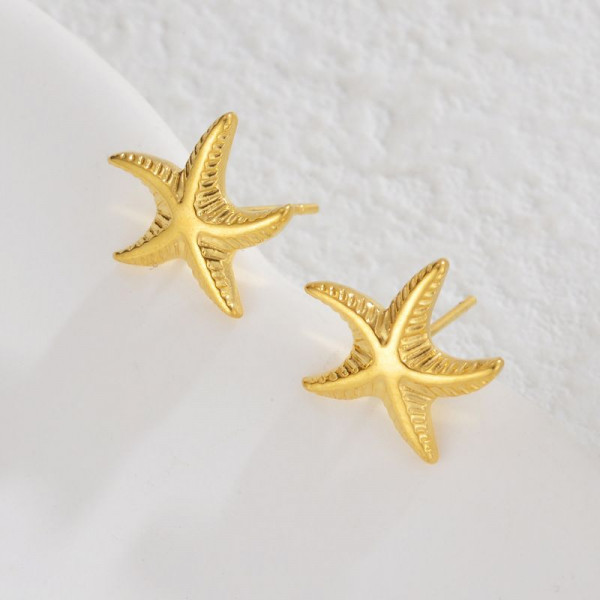 Серьги-пусеты Черепашки золотистые фактурные CJL35150