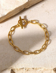 Браслет цепь из крупных звеньев с классическим замком тогл S89256