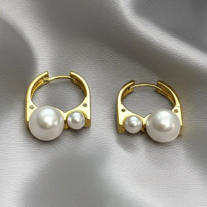 Серьги медь с напылением золотом и жемчугом 1J11992CJJ