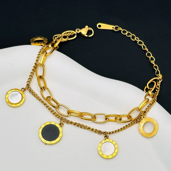 Браслет многослойный с перламутровыми медальонами 1J12023CJJ