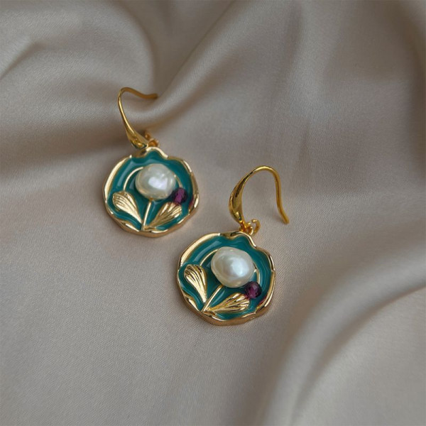 Круглые серьги «Изумрудный сад» CJQ17181