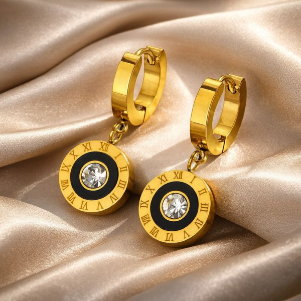 Серьги-кольца с медальонами в стиле римской классики 1J12476CJJ