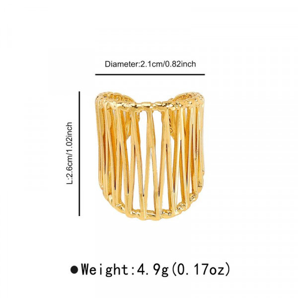 Широкое золотистое кольцо с вертикальной перфорацией 1J12249CJJ