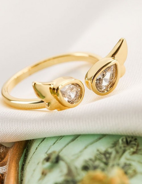 Кольцо с двойной дорожкой из изумрудных и белых камней L98405