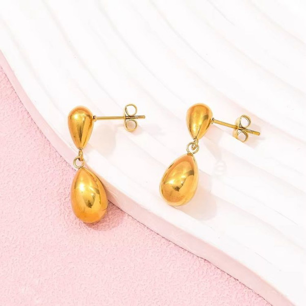 Серьги-гвоздики капли гладкие J10670CJJ