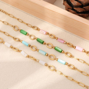 Браслет цепочка с цветными цилиндрами CJN35302