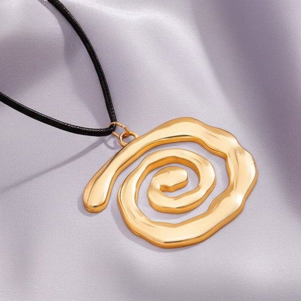 Крупная подвеска-спираль на текстильном шнурке J11590CJJ