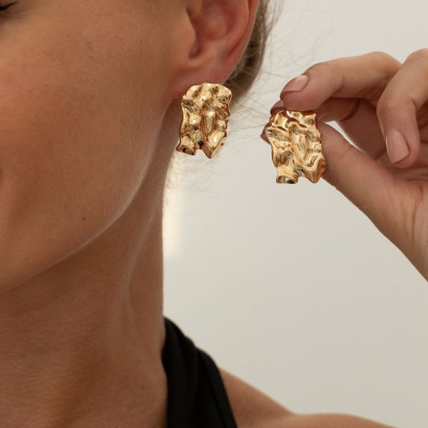 Стильные серьги-пусеты фактурная абстракция CJM15284