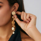 Длинные золотистые серьги с каскадом дисков CJN79324