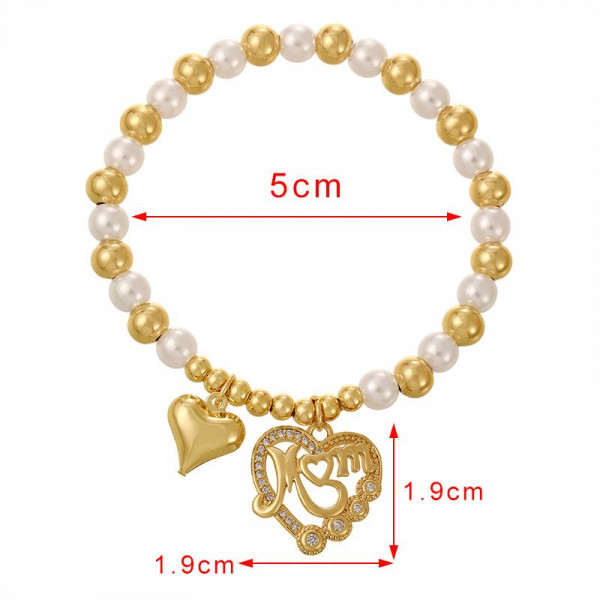 Браслет из белого жемчуга с золотистыми подвесками CJL22888