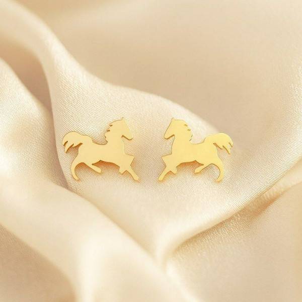 Серьги лошади титановая сталь напыление золотом 1J12420CJJ