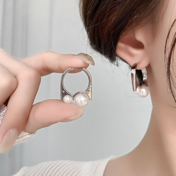 Серьги медь с напылением платиной и жемчугом 1J11993CJJ