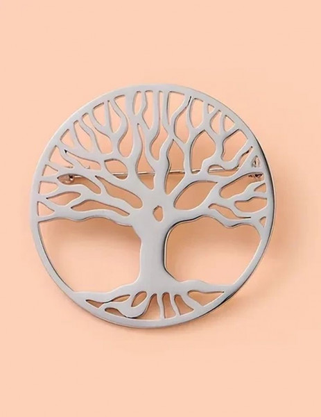 Стальная брошь дерево жизни J10079CJJ