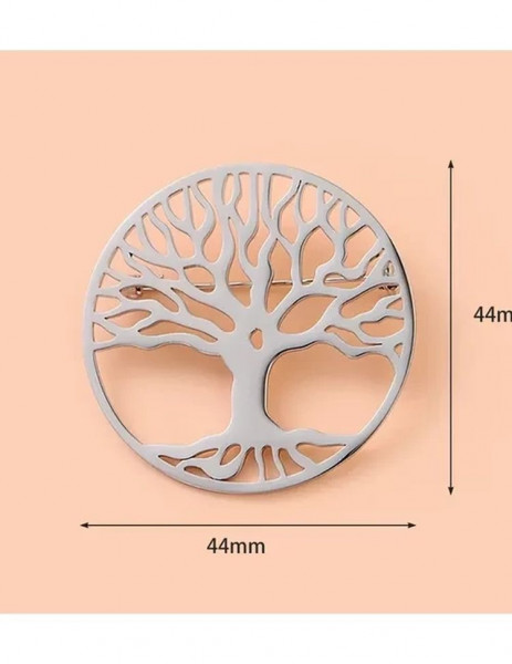 Стальная брошь дерево жизни J10079CJJ