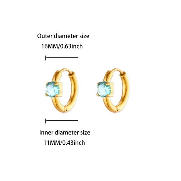 Серьги-кольца маленькие с зеленым кристаллом CJL47107