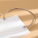 Шейный обруч серебристый разомкнутый с шариками на концах CJQ18897