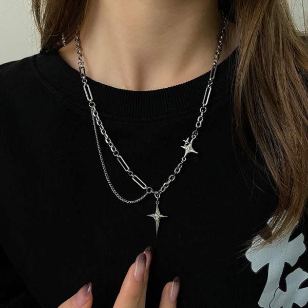 Многослойное колье с подвесками в форме звезд CJH56305