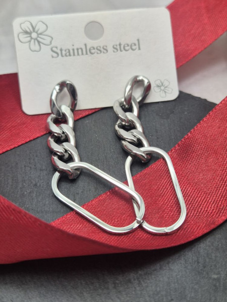 Массивные серьги-цепи в индустриальном стиле 1J10857CJJ