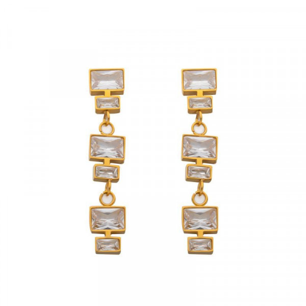 Серьги Висячие каскад из квадратных кристаллов CJL30523