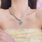 Бусы из граненых камней с подвеской-сердцем CJD68685