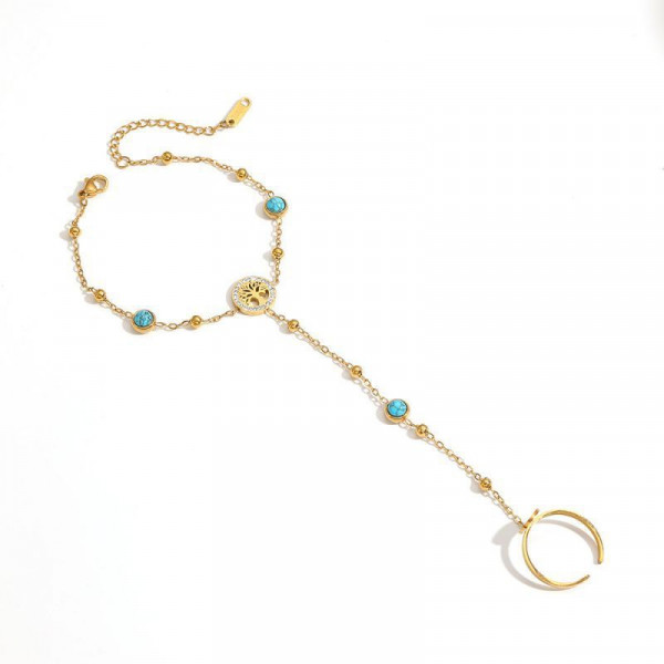 Браслет слейв небесная бирюза с золотыми звездами CJS14637