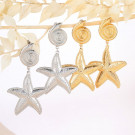 Крупные висячие серьги в форме морских звезд CJL20044