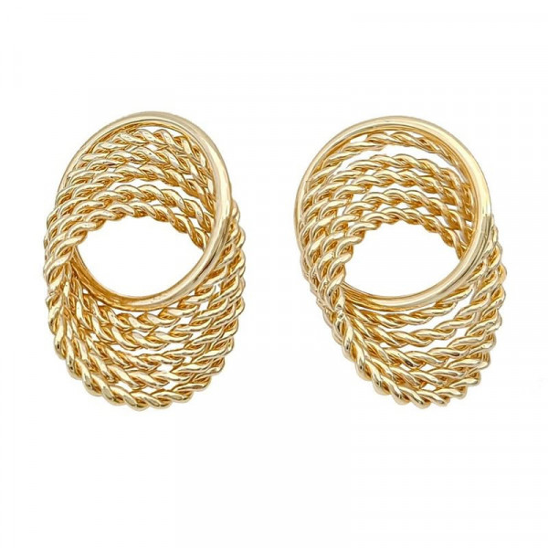 Золотистые серьги-пусеты Сетчатые сферы из ювелирного сплава 1J11592CJJ