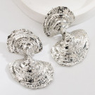 Массивные серебристые серьги в форме двойных раковин CJN81601