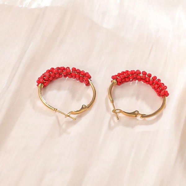 Серьги-кольца с отделкой бисером CJH51007