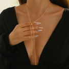 Длинная цепочка-лариат с тонкими кистями и жемчугом CJP85071