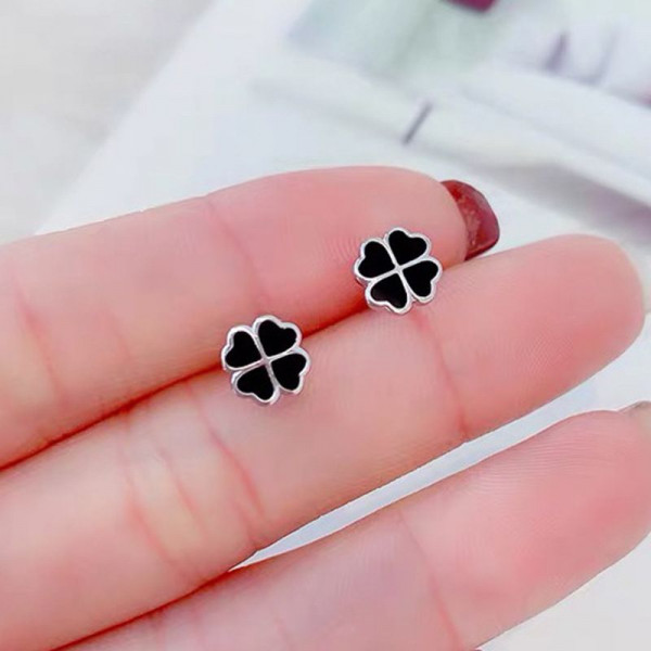 Серьги медь с напылением платиной клевер 1J11949CJJ