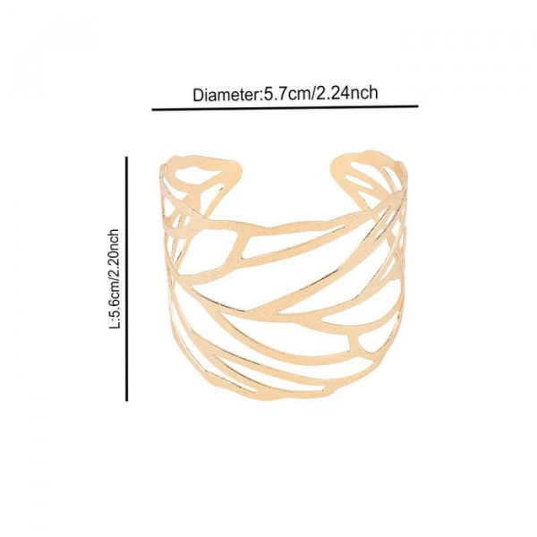 Браслет жесткий широкий с хаотичным ажурным плетением CJM55382