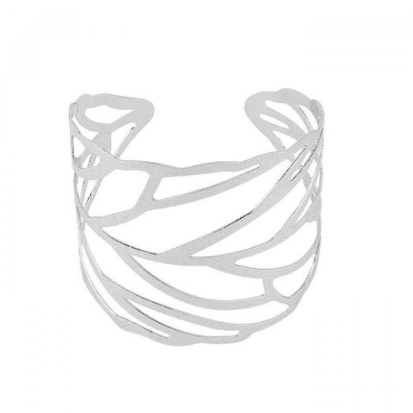 Браслет жесткий широкий с хаотичным ажурным плетением CJM55382