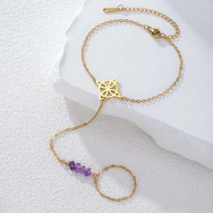 Браслет слейв геометрический узор с аметистовой вставкой CJS86959