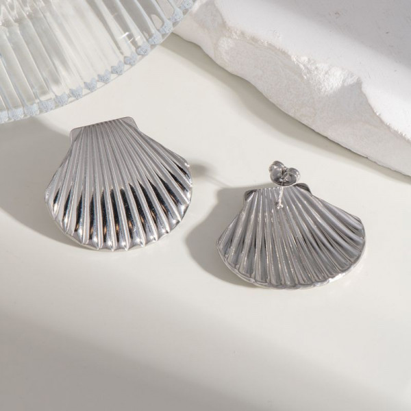 Серьги-пусеты Ракушки веерные матовые CJL83980