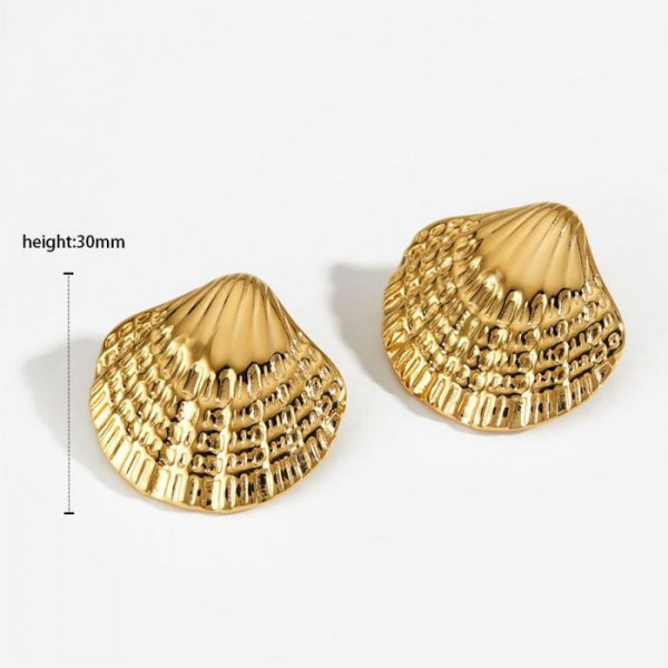 Серьги-пусеты Ракушки-гребешки фактурные CJM50557