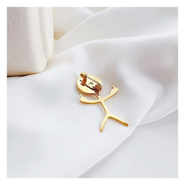 Брошь Медицинская сталь с напылением золотом J11077CJJ