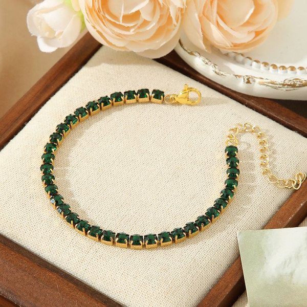 Браслет дорожка с розовыми кристаллами CJN36774